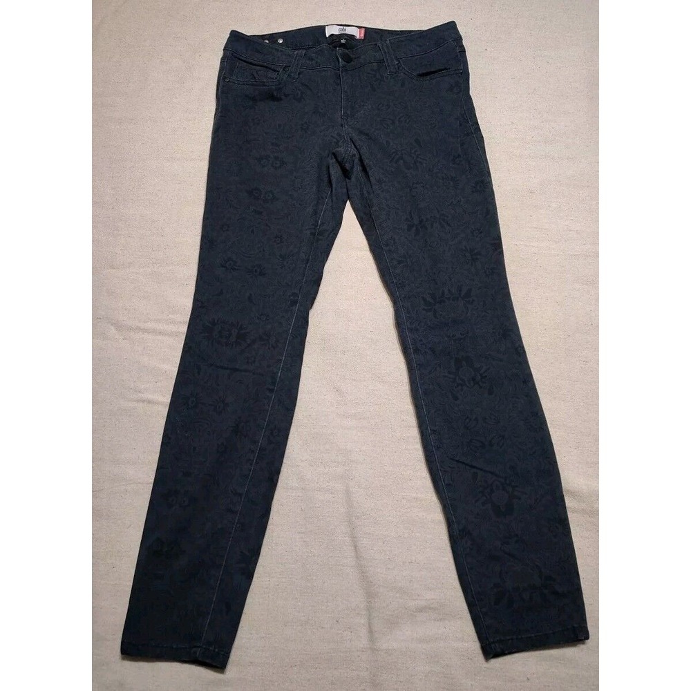 Cabi #3195 curvy skinny jeans size 8 blue paisley Mid Rise Tapered Leg women's T - Picture 3 of 10